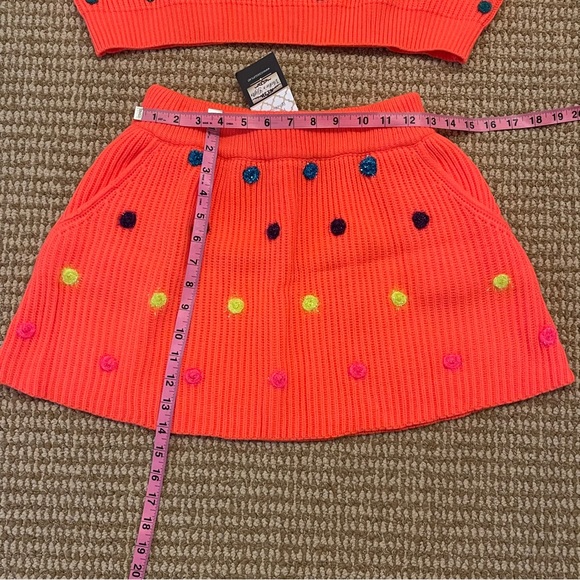 Queen of Sparkles Neon Orange Polka Dot Sweater Tank and Skirt XS NWT - Picture 6 of 12